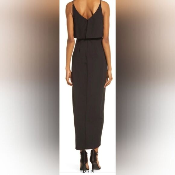 Xscape Scuba Crepe Popover Faux Wrap Gown NWT size 2 Black - Picture 2 of 6